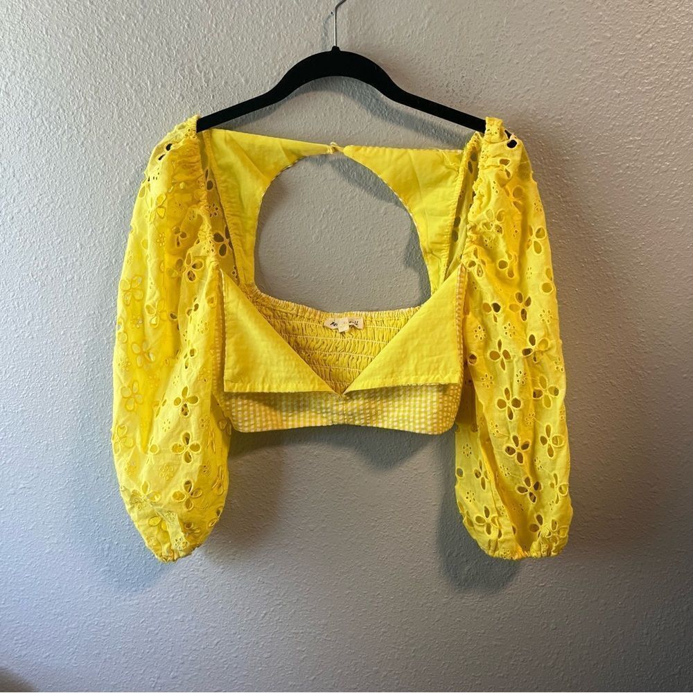 Yellow Gingham Micro Cropped Top - Picture 1 of 5